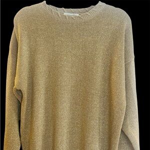 VTG Shenanigans GOLD Thread Lurex Sweater Sz Large Relaxed Fit Ex Condition